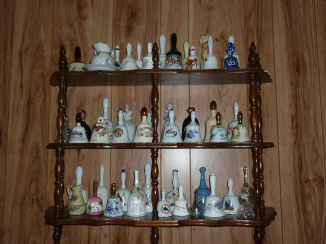 Her collection of glass bells.